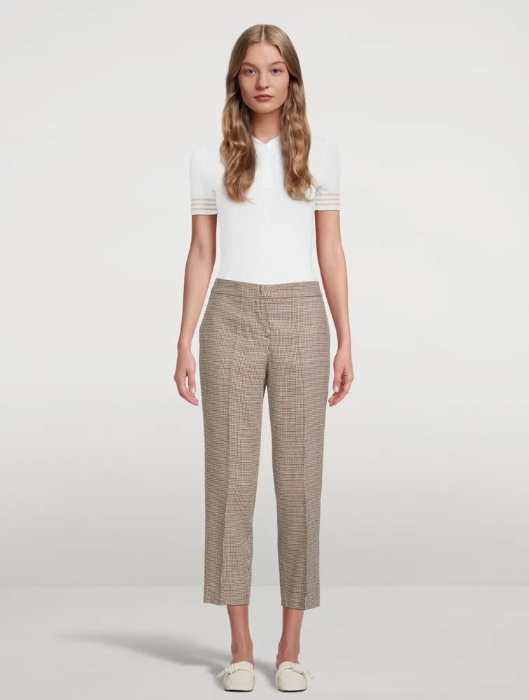 Slim Trousers Houndstooth Print
