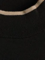 Short-Sleeve Mockneck Knit Top With Zipper