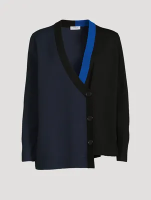 Asymmetric Stretch Virgin Wool Cardigan