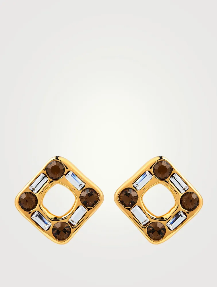 Square Earrings With Crystal