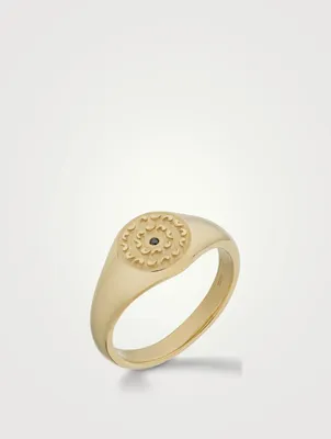 Icon 18K Gold Signet Ring With Black Diamond