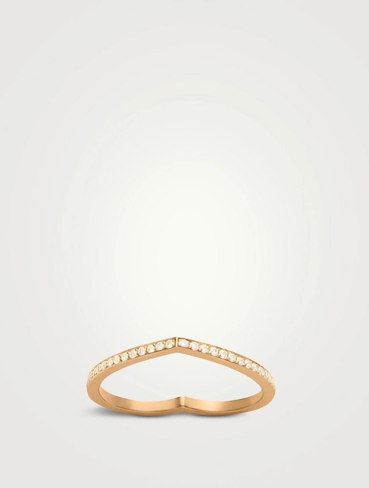 Antifer 18K Rose Gold Heart Ring With Pavé Diamonds