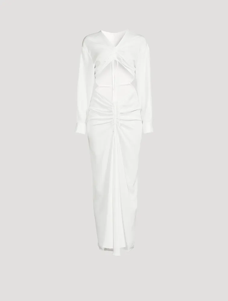 Ruched Disconnect Long Shirt Dress