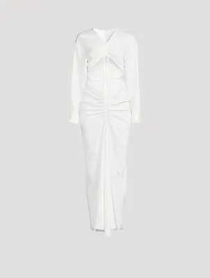 Ruched Disconnect Long Shirt Dress