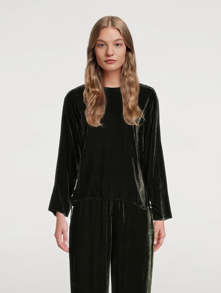 Velvet Drawstring Top