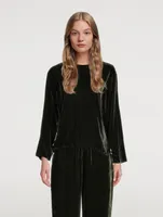 Velvet Drawstring Top