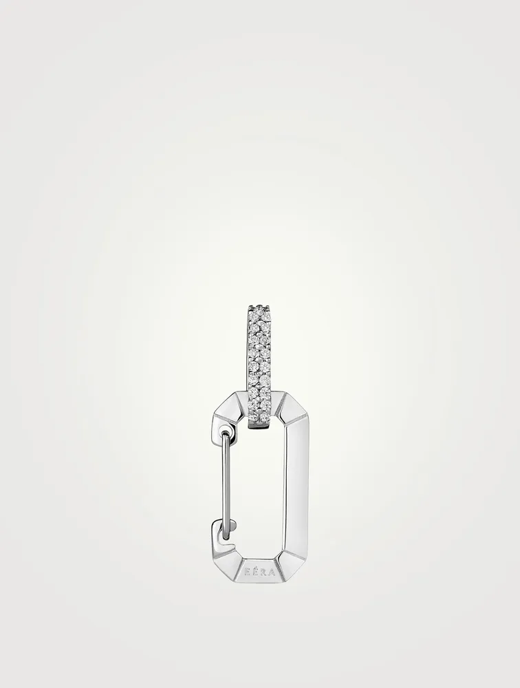Chiara 18K White Gold Small Carabiner Earring With Diamonds