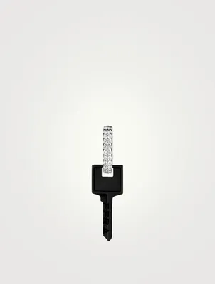 Small 18K White Gold Plated Key Earring