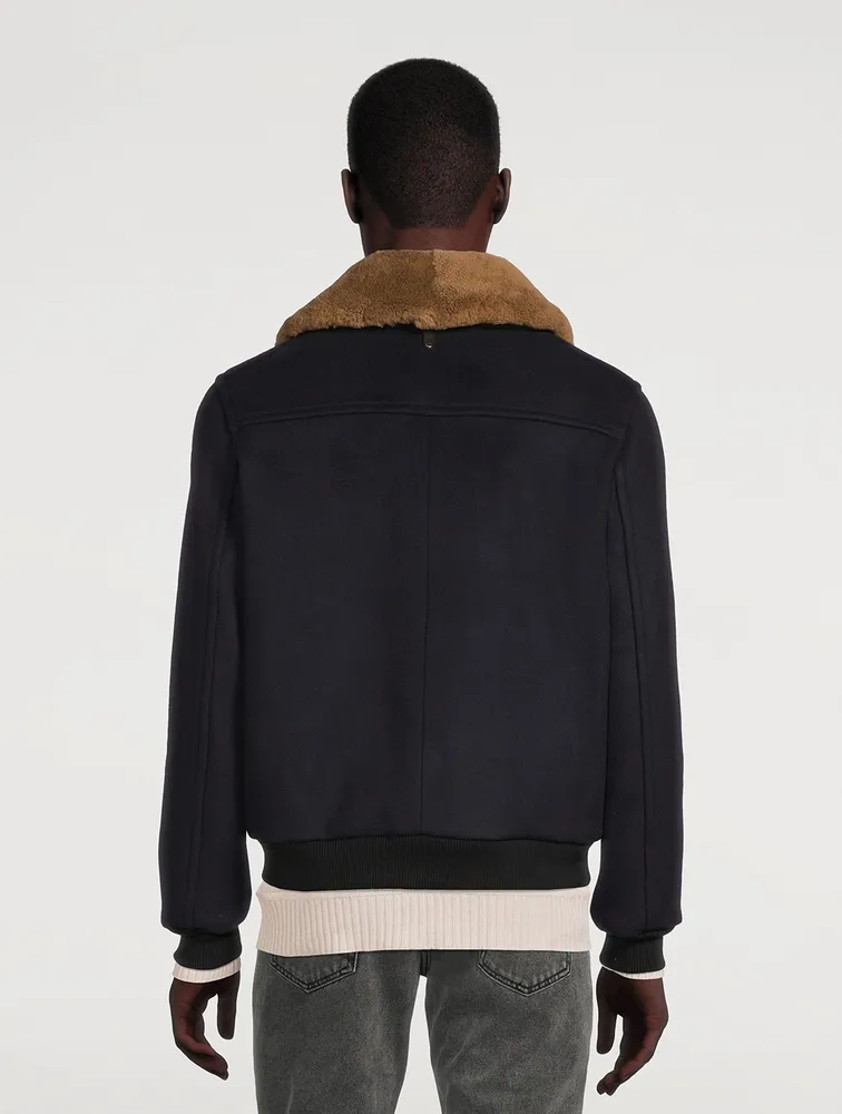 Theo Shearling-Trimmed Bomber Jacket