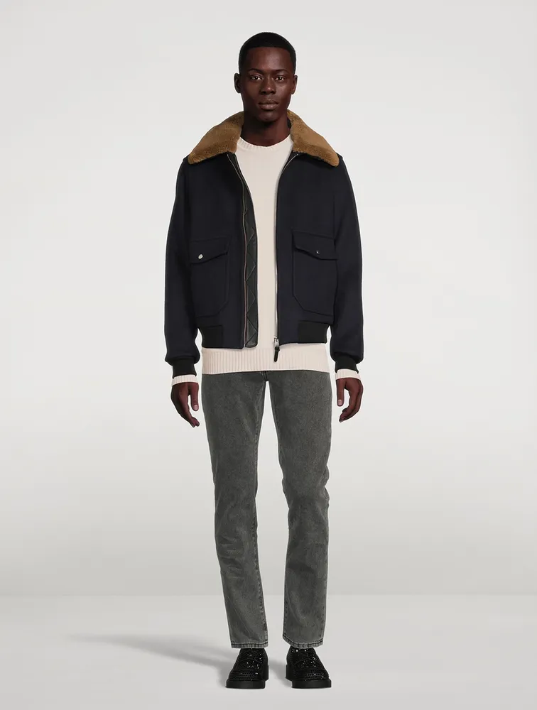 Theo Shearling-Trimmed Bomber Jacket