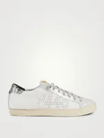 John Perforated Leather Sneakers With Metallic Python Tab