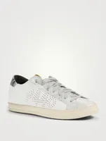 John Perforated Leather Sneakers With Metallic Python Tab
