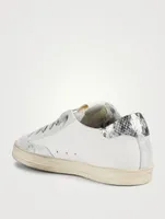 John Perforated Leather Sneakers With Metallic Python Tab