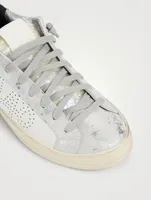 John Perforated Leather Sneakers With Metallic Python Tab