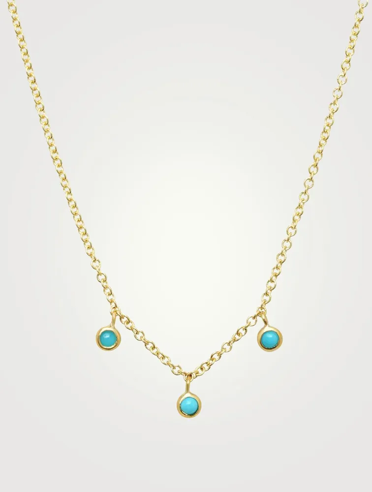 Mini 18K Turquoise Bezel Dangle Necklace