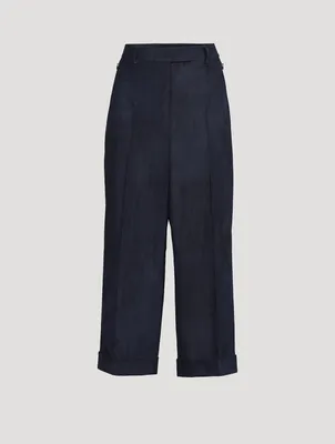 Florella Cropped Wide-Leg Suede Trousers