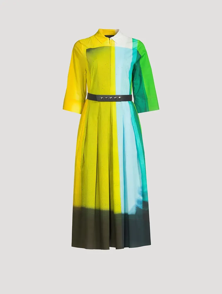 Cotton Shirt Dress Liquid Light Print