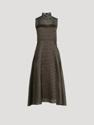 Silk Organza Midi Dress Geo Print