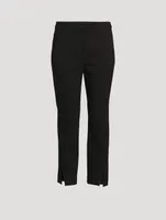 Waffle-Knit Cotton Straight Slit Pants