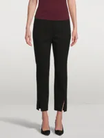 Waffle-Knit Cotton Straight Slit Pants