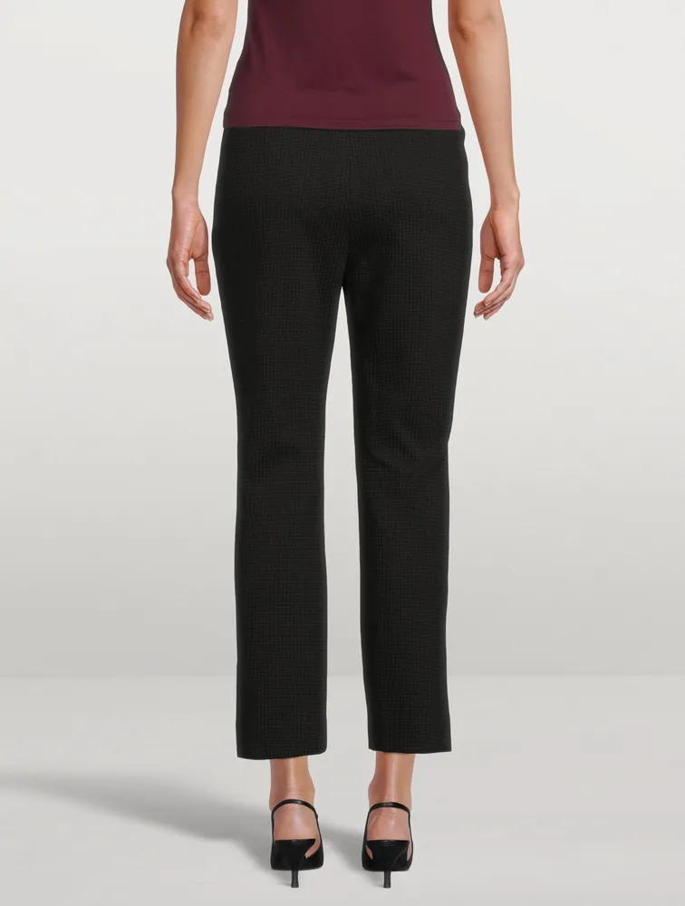 Waffle-Knit Cotton Straight Slit Pants