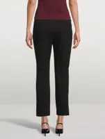 Waffle-Knit Cotton Straight Slit Pants