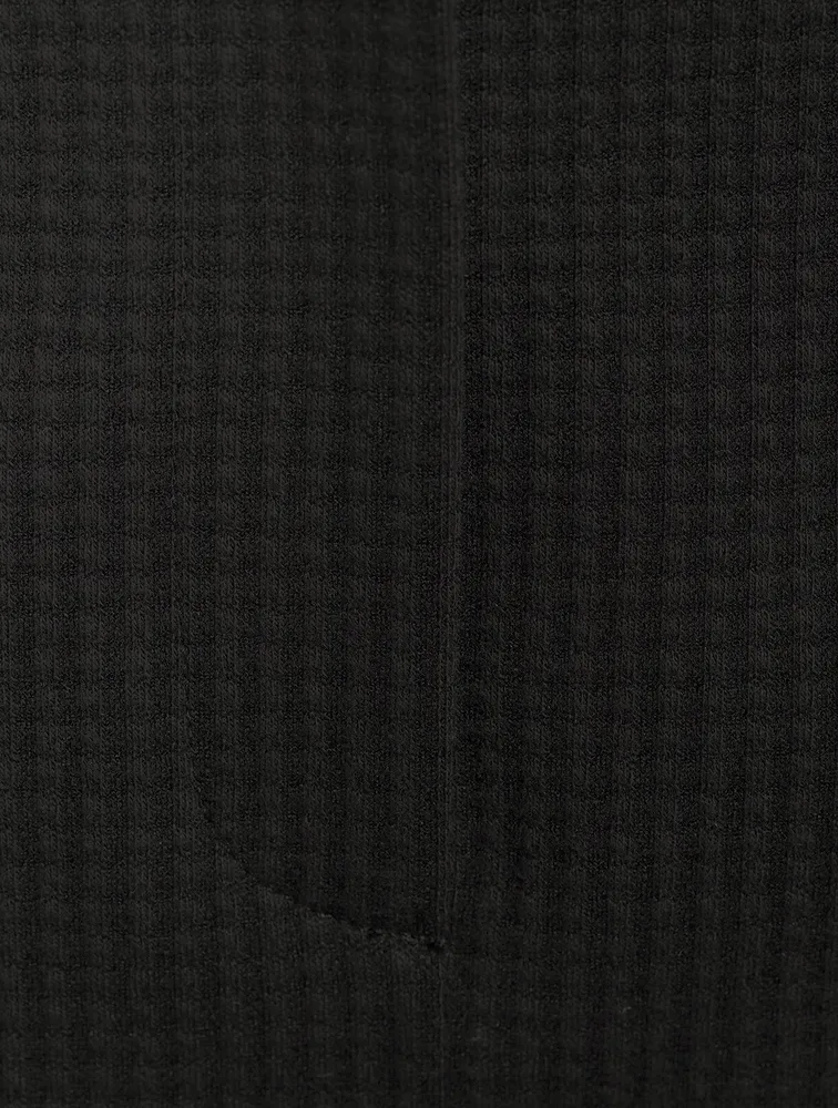 Waffle-Knit Cotton Straight Slit Pants