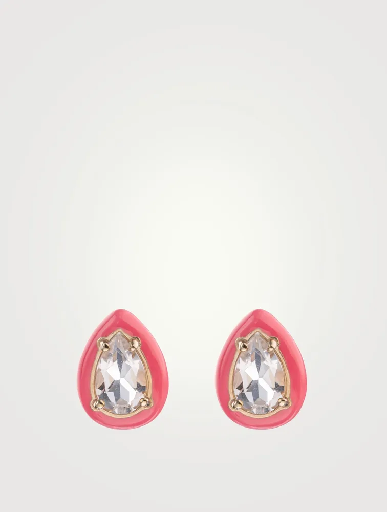 Gum Drop Stud Earrings With Rock Crystal