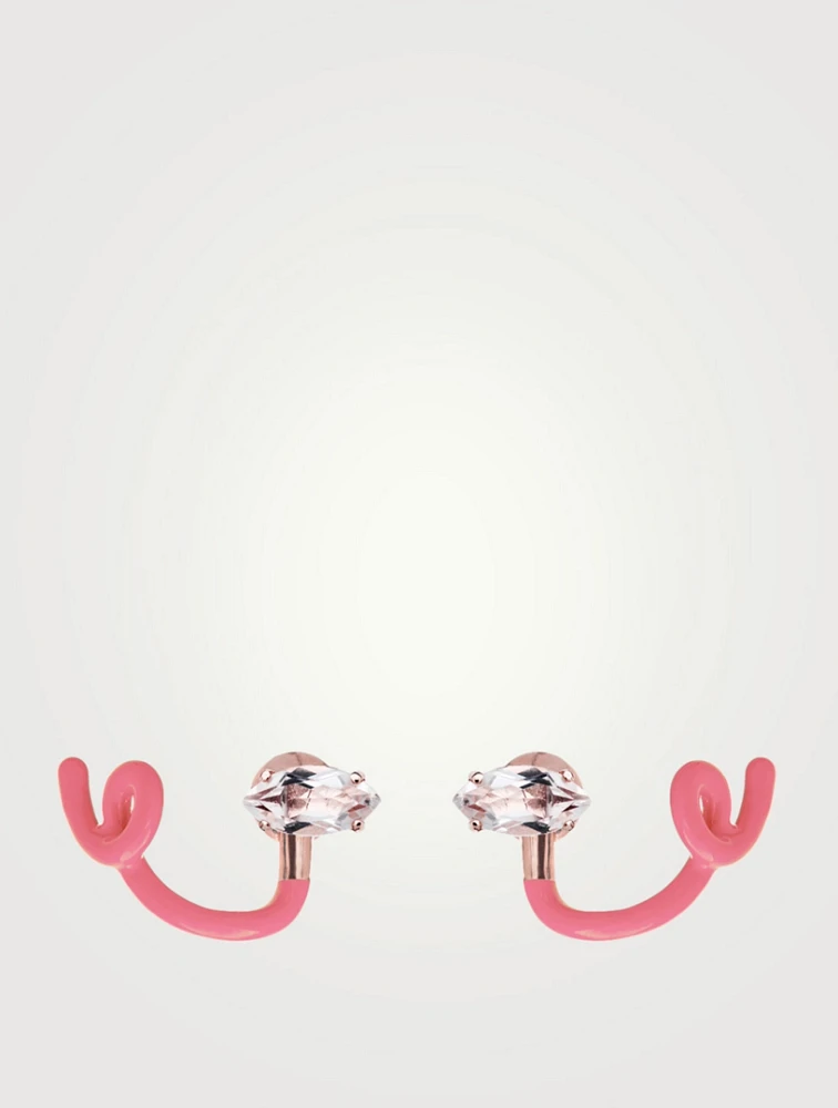 Tendril Crawler Earrings With Rock Crystal