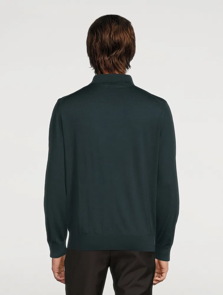Wool Long-Sleeve Polo Shirt