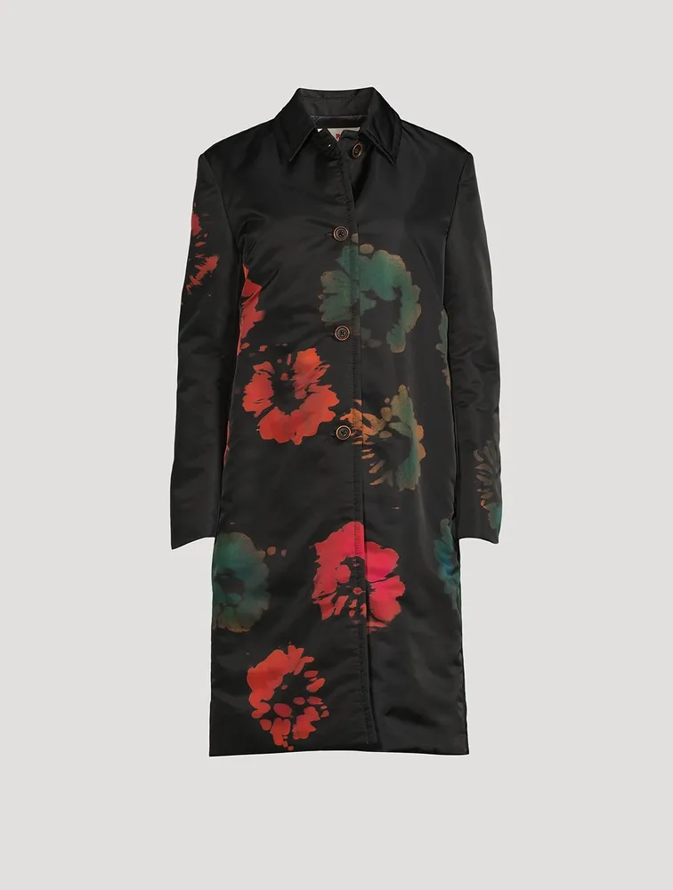 Nylon Twill Coat Sunflower Print