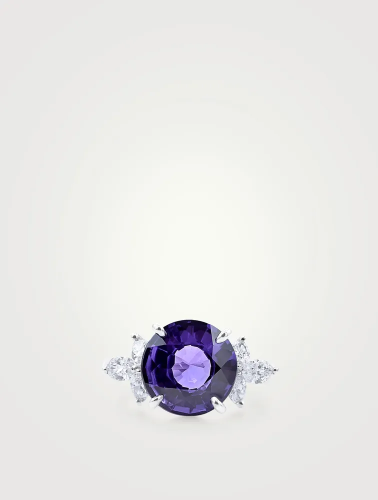 Oval Purple Sapphire Ring With Diamonds