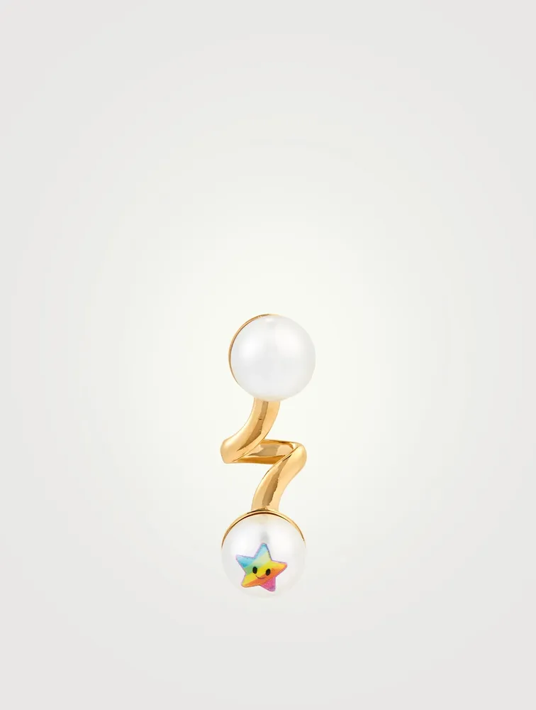 24K Goldplated Kawaii Rainbow Pearl Earring