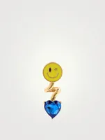 24K Goldplated Smiley Heart Earring With Crystal