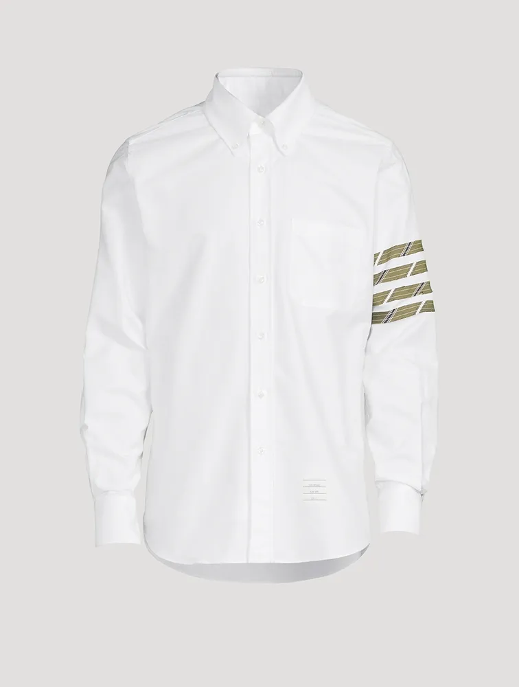 Cotton Shirt With 4-Bar Silk Stripe