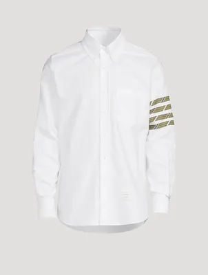 Cotton Shirt With 4-Bar Silk Stripe