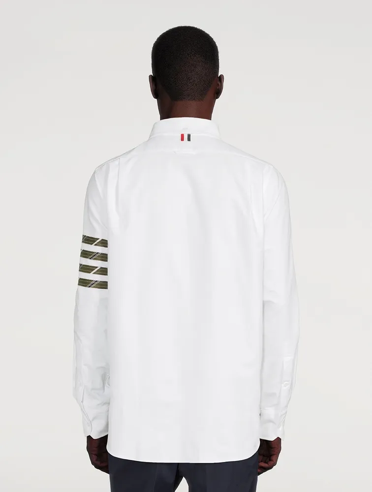 Cotton Shirt With 4-Bar Silk Stripe