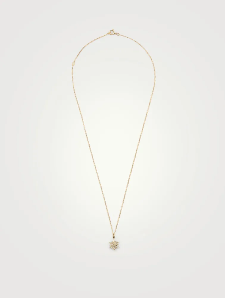 North Star 10K Gold Pendant With Pavé Diamonds