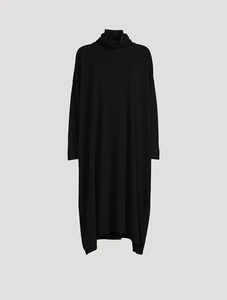 Scrunch-Neck Cashmere Sweater Dress