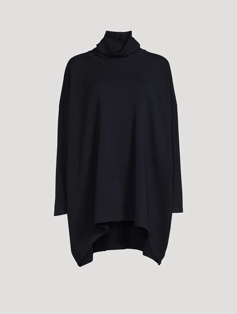 Scrunch-Neck Cashmere Long Sweater