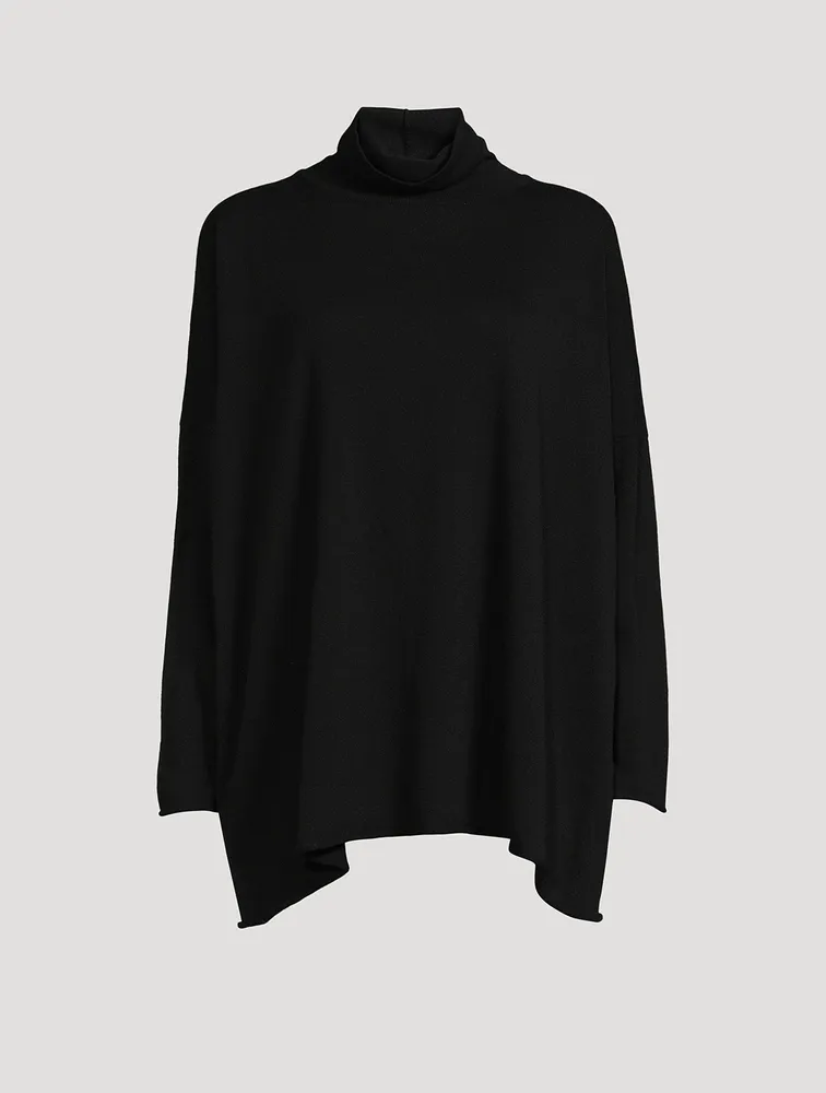 Raw-Edge Scrunch-Neck Cashmere Sweater