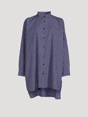 Cotton Poplin A-Line Shirt Plaid Print