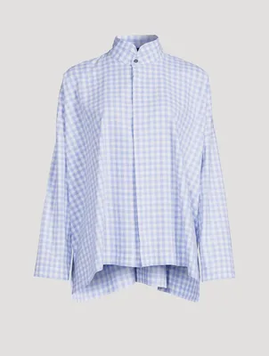 Wide Cotton Shirt Gingham Print