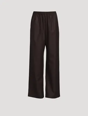 Stretch-Wool Wide-Leg Trousers