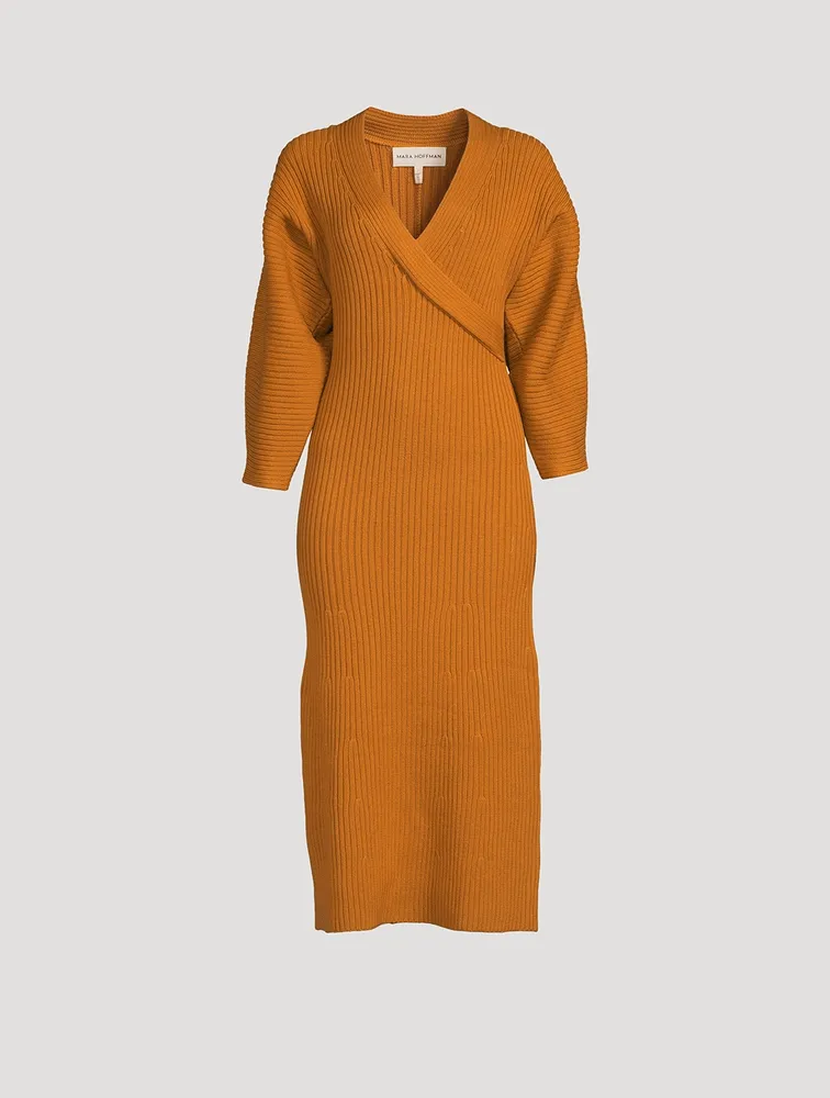 Samira Organic Cotton Knit Long-Sleeve Midi Dress