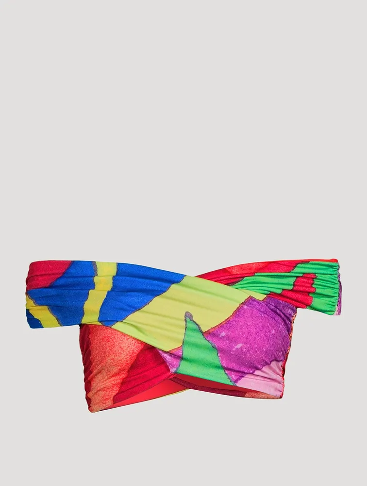 Lorina Off-The-Shoulder Bikini Top Petaluma Print