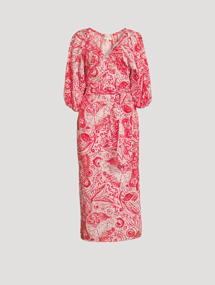 Fila Balloon-Sleeve Wrap Dress Paisley Print