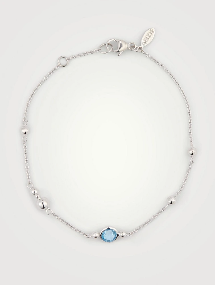Dew Drop Silver Marine Bracelet With Blue Topaz