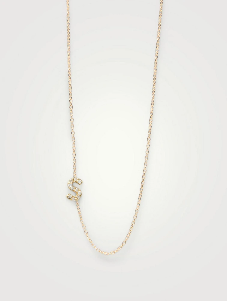 Customizable Love Letter 14K Gold S Necklace With Diamonds