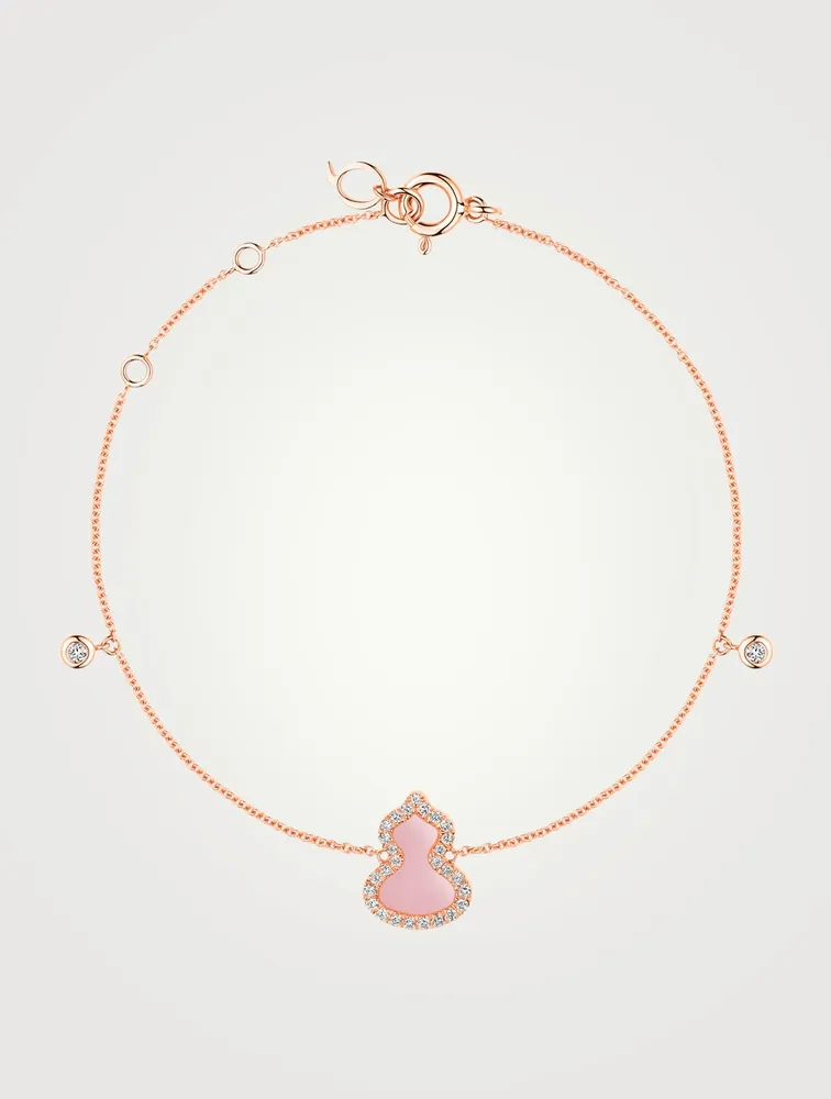 Petite Wulu Bracelet 18K Rose Gold With Pink Opal And Diamonds
